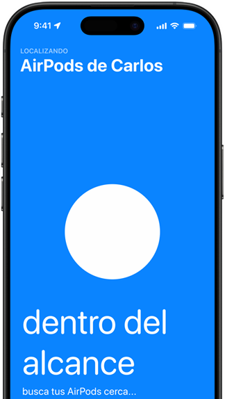 Un iPhone, se muestra la app Encontrar para los AirPods