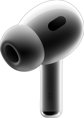 Uno de los AirPods con la almohadilla de silicón puesta