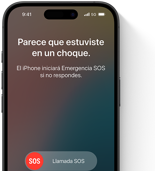 Una pantalla de iPhone muestra la interacción de Detección de Choques.