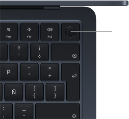 Sensor Touch ID ubicado en la esquina superior derecha del teclado de la MacBook Air