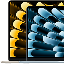 Dos MacBook Air destacan los tamaños relativos de las pantallas: 13.6 pulgadas y 15.3 pulgadas, medidas en diagonal