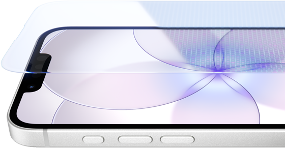 iPhone 17e, parte frontal con Ceramic Shield 2, parte lateral, color blanco, botones: Acción, volumen