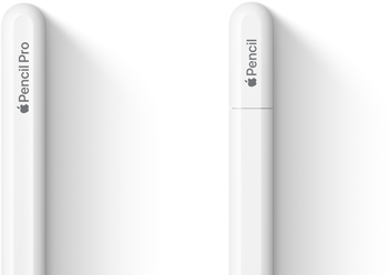 Un Apple Pencil Pro y un Apple Pencil (USB-C) uno al lado del otro