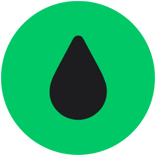 Gota negra en un círculo verde.