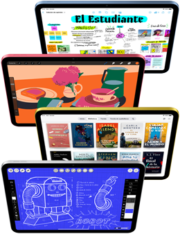 Varios iPad de frente muestran diversas apps de Apple y del App Store