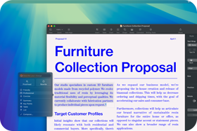 Captura de pantalla de un documento en edición donde se muestran las Herramientas de Escritura de Apple Intelligence