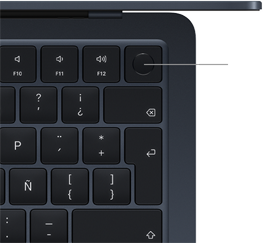 Teclado de una MacBook Air con Touch ID desde arriba