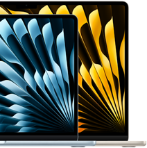 Dos MacBook Air que muestran el tamaño relativo de las pantallas: 13.6 pulgadas y 15.3 pulgadas, medidas en diagonal