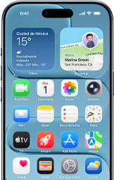 iPhone Air, frente, pantalla de inicio con varias apps