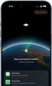 iPhone Air, frente, la pantalla muestra la conexión satelital