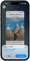 iPhone 17 Pro, captura de pantalla de un evento y una ventana emergente inteligente de Calendario con detalles que se completan automáticamente
