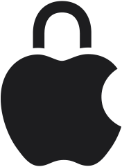 Logo de Apple con forma de candado para representar que la privacidad y la seguridad integradas son propias de Apple