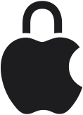 Logo de Apple con forma de candado para representar que la privacidad y la seguridad integradas son propias de Apple