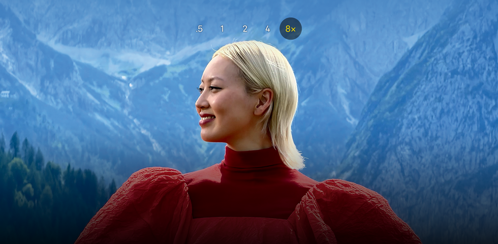 La app Cámara del iPhone 17 Pro ajusta de un zoom óptico de 0.5x a un zoom óptico de 8x