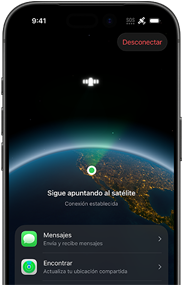iPhone 17 Pro, frente, la pantalla muestra la conexión satelital