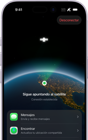 iPhone 17, frente, la pantalla muestra la conexión satelital