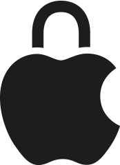 Logo de Apple con forma de candado para representar que la privacidad y la seguridad integradas son propias de Apple