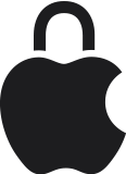 Logo de Apple con forma de candado para representar que la privacidad y la seguridad integradas son propias de Apple