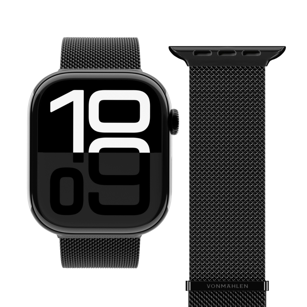 correa vonmahlen acero apple watch 42 - 41 - 40 mm milanes negro      